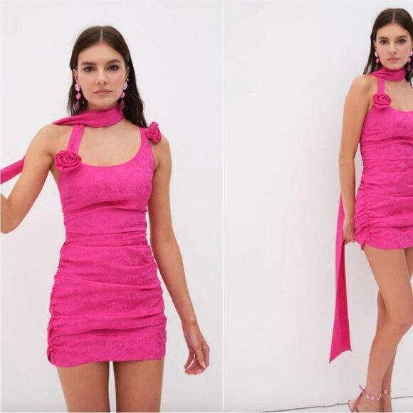 🍋 For Love & Lemons Deliza Hot Pink
Mini Dress Size XL NWT $229 - Picture 1 of 5